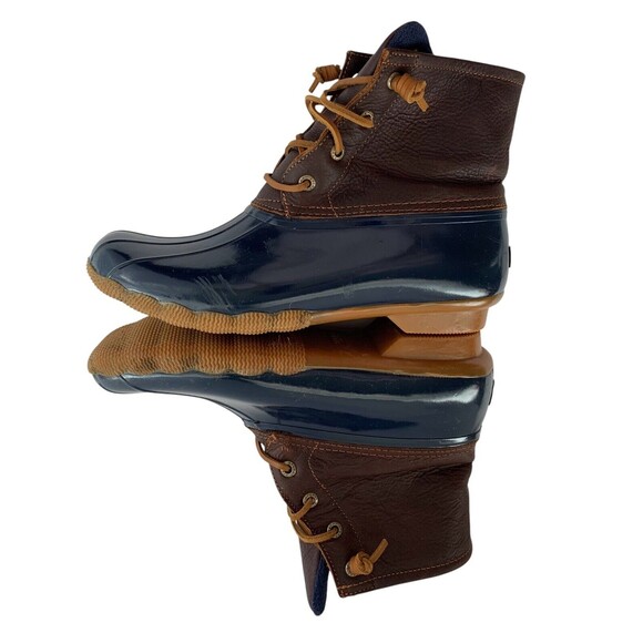 Sperry Saltwater Duck Boots Women Size 8.5 Blue & Brown Waterproof Rubber READ - Picture 10 of 16